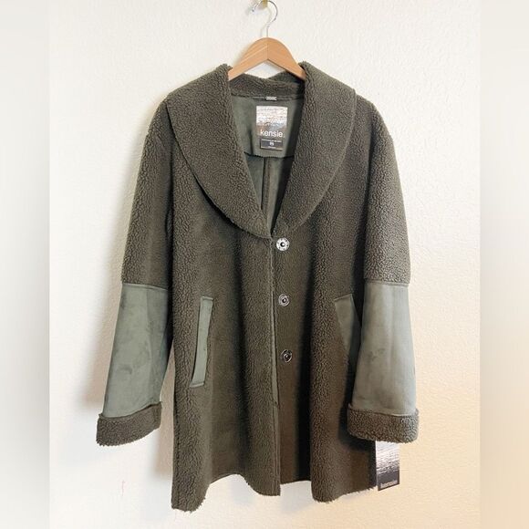 Kenzie Faux Shearling Shawl Collar Coat M. NWT - Picture 11 of 12